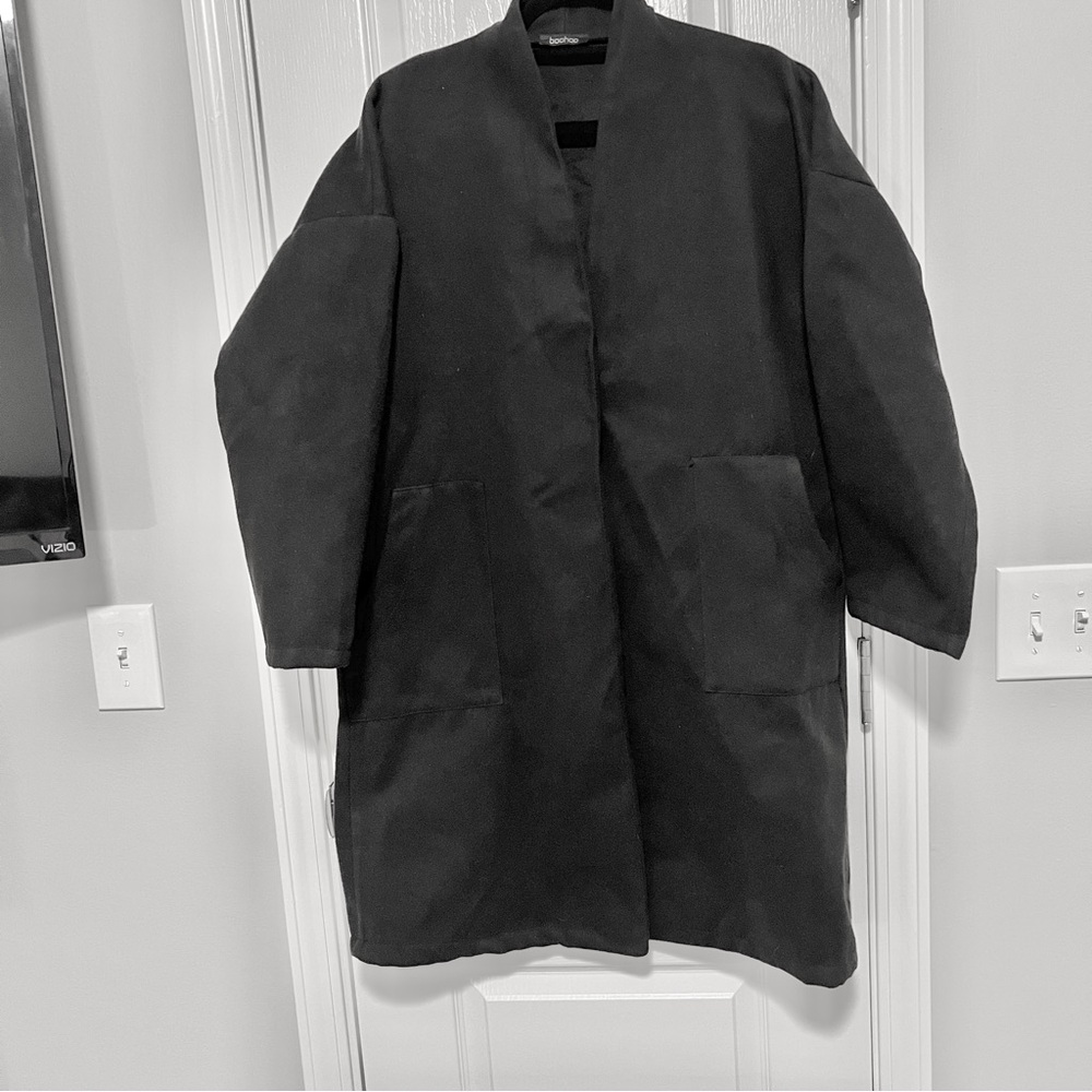 Boohoo Collarless Wool Look Coat